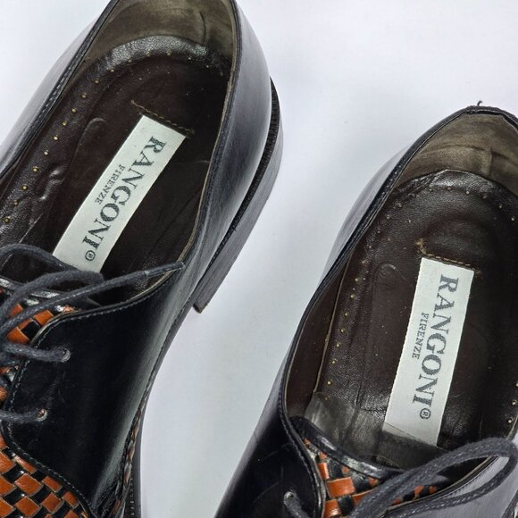 Rangoni Firenze Men's Black Leather Woven Oxfords, Sz 9M - Picture 6 of 10